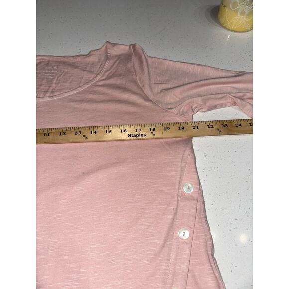 Pure Jill Asymmetric Button Tunic Top Pink MP 3/4 sleeves lightweight casual - Picture 10 of 11